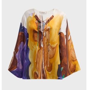 DOROTHEE SCHUMACHER Rainbow Dreams Lace-Up Silk Blouse